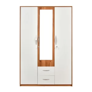 Eternal 3 Door Engineered Wood Wardrobe With Mirror (Teak Finish)