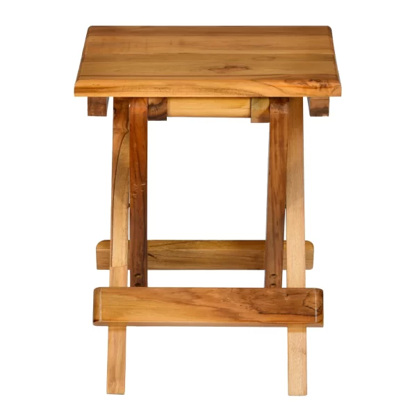 Pablo Teak Wood Folding Stool (Natural Walnut) - Image 3