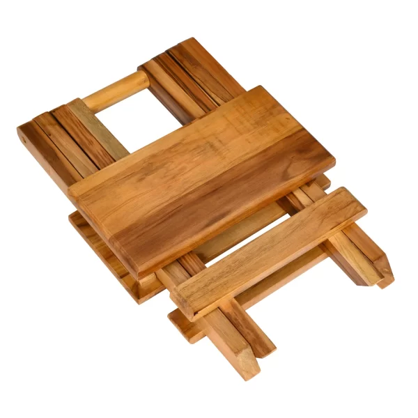 Pablo Teak Wood Folding Stool (Natural Walnut) - Image 4