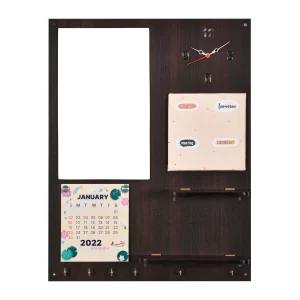 Doris Engineered Wood Wall Shelf With Mirror (Walnut)